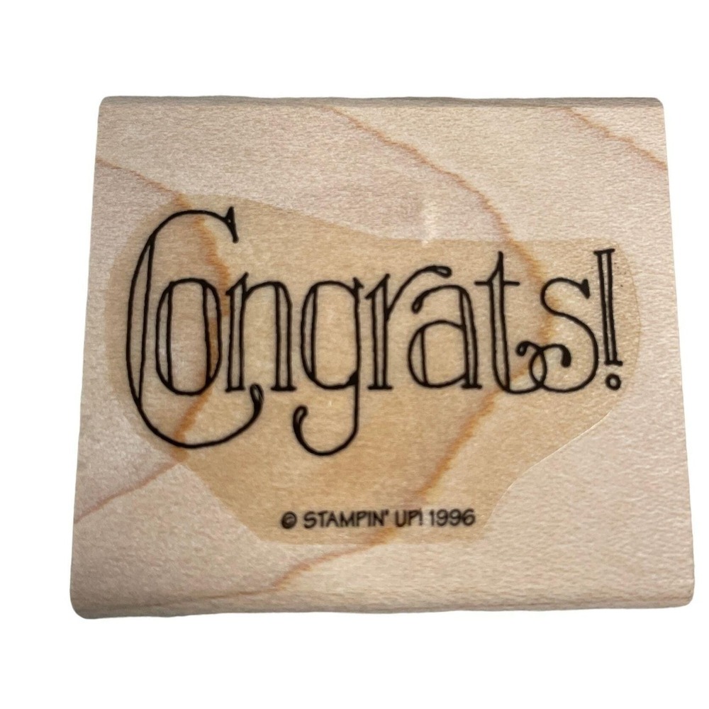 NEW NO INK Stampin Up Mounted Rubber Stamp Congrats!
